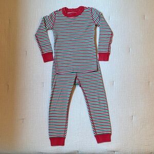 Moon and Back by Hanna Andersson Striped Red, Green, and White Pajama Set